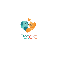 Logo of Petora with two animals sharing a heart on a white background